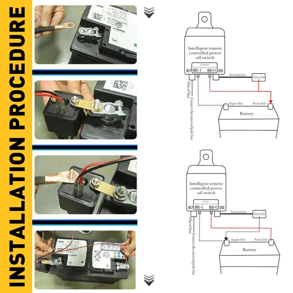 Wireless Dual Remote Car Battery Disconnect Relay Master Cut-off Switch 200A