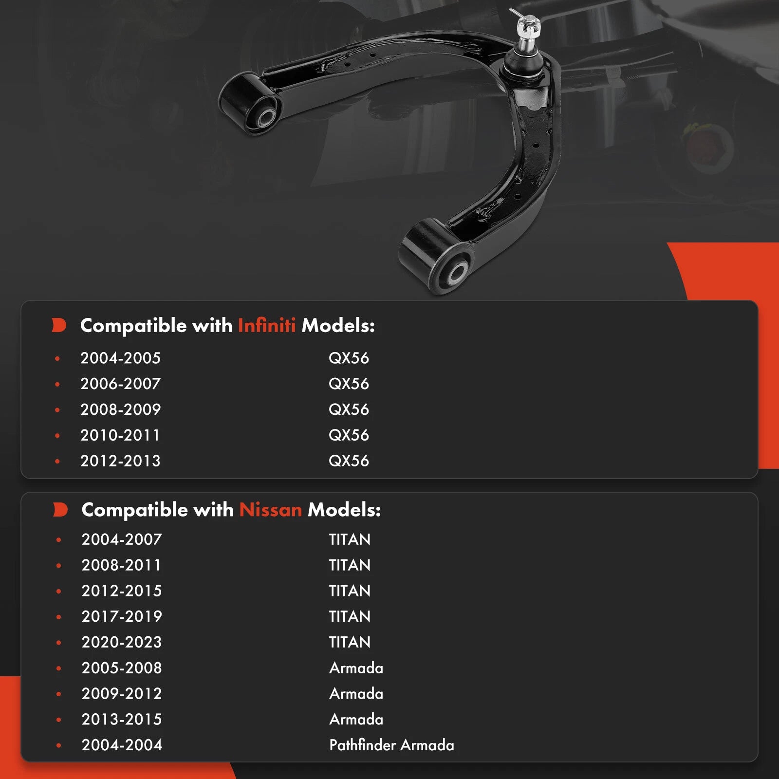 Front Left Upper Control Arm Ball Joint for Nissan Titan, QX56 (2004–2015)
