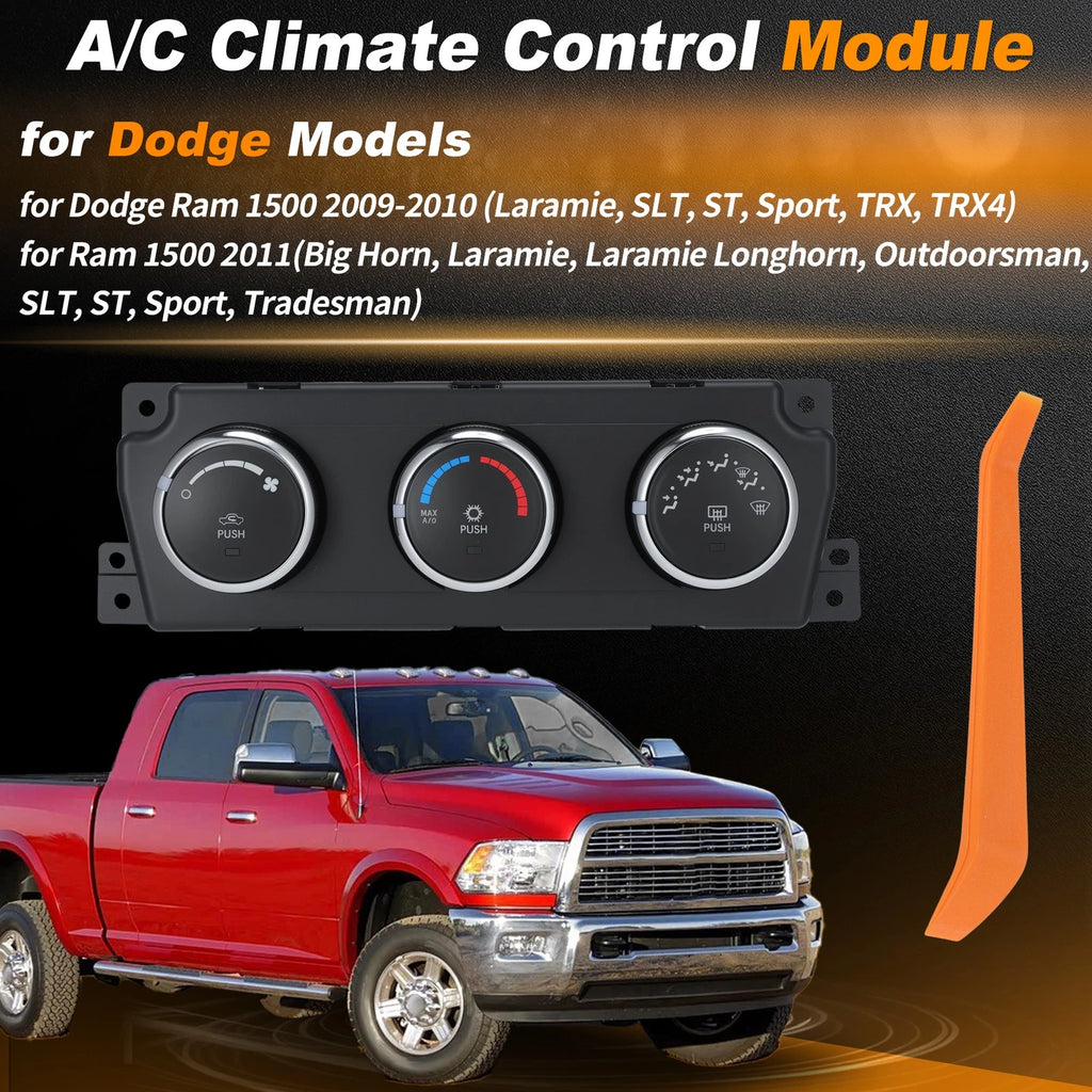 A/C Heater Climate Control Module Panel 55056826AB for Dodge Ram 1500 (2009–2011)