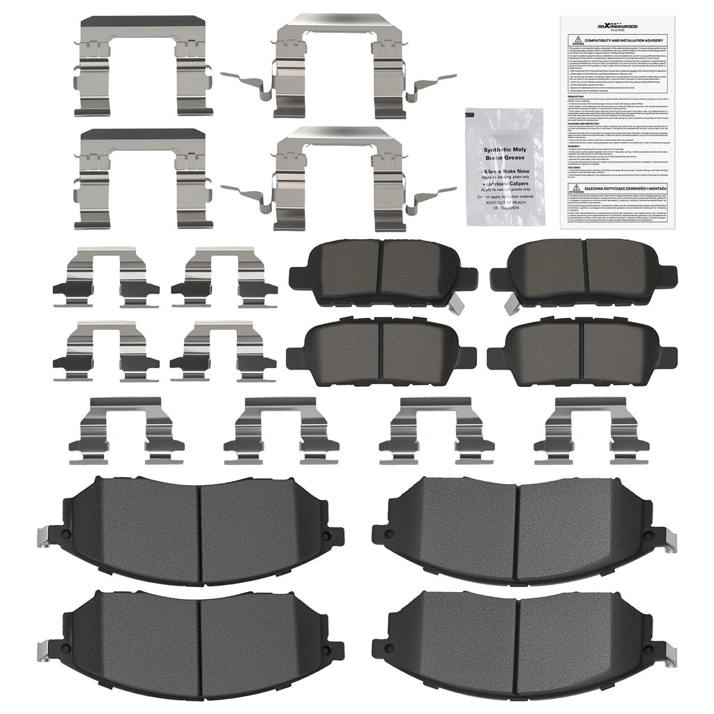 8pcs Brake Pads Set for Infiniti EX35 EX37 FX35 FX37 FX45 G25 G35 G37 (2008–2013)