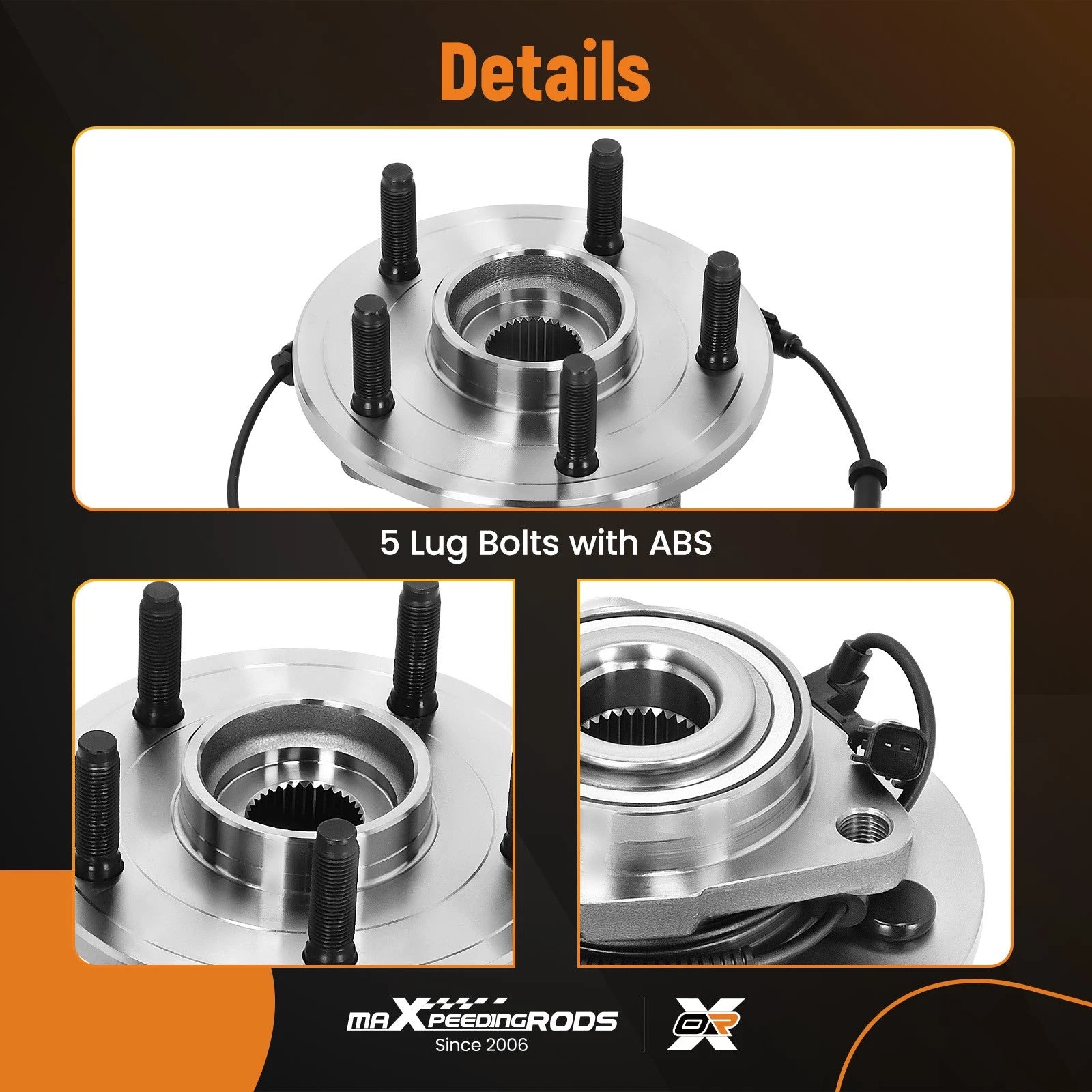 Front LH RH Wheel Bearing Hub for Ram 1500 (2012–2018) 515151 4779829AD 5154171AA