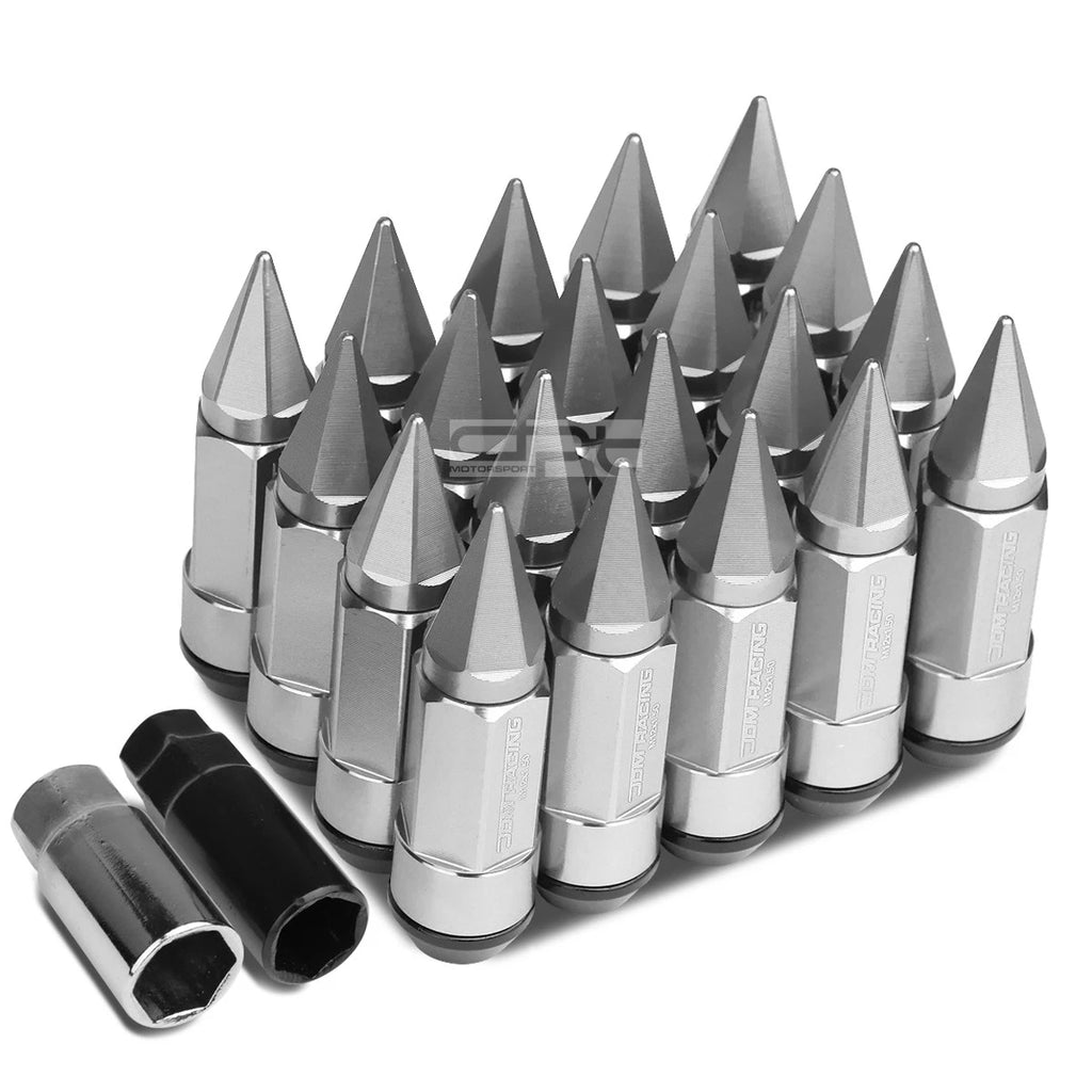 20 PC M12X1.5 83MM Tall Silver Aluminum Lug Nuts for JDM Vehicles