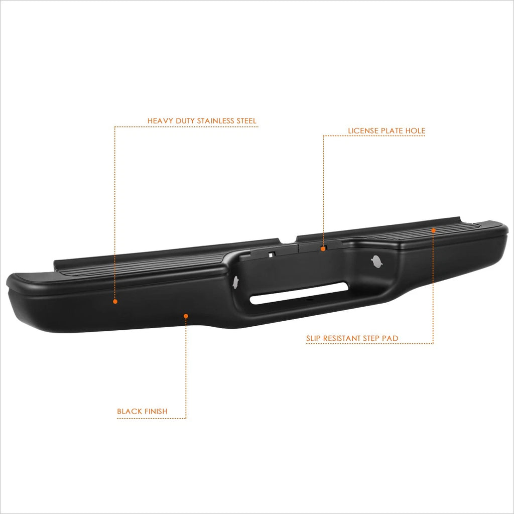 Rear Step Bumper for Toyota Tacoma (1995–2004) w/ License Lamp Holes & Brackets