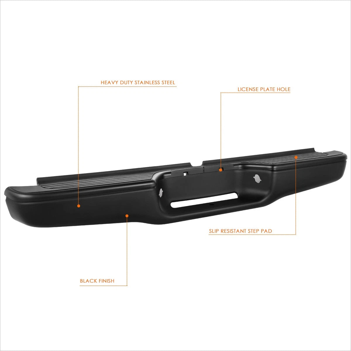 Rear Step Bumper for Toyota Tacoma (1995–2004) w/ License Lamp Holes & Brackets