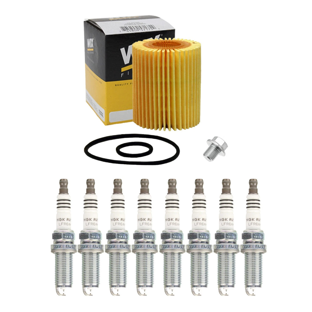Wix Engine Oil Filter & NGK 8 Ruthenium HX Spark Plugs for GS460 LS460 LS600 (2007–2017)