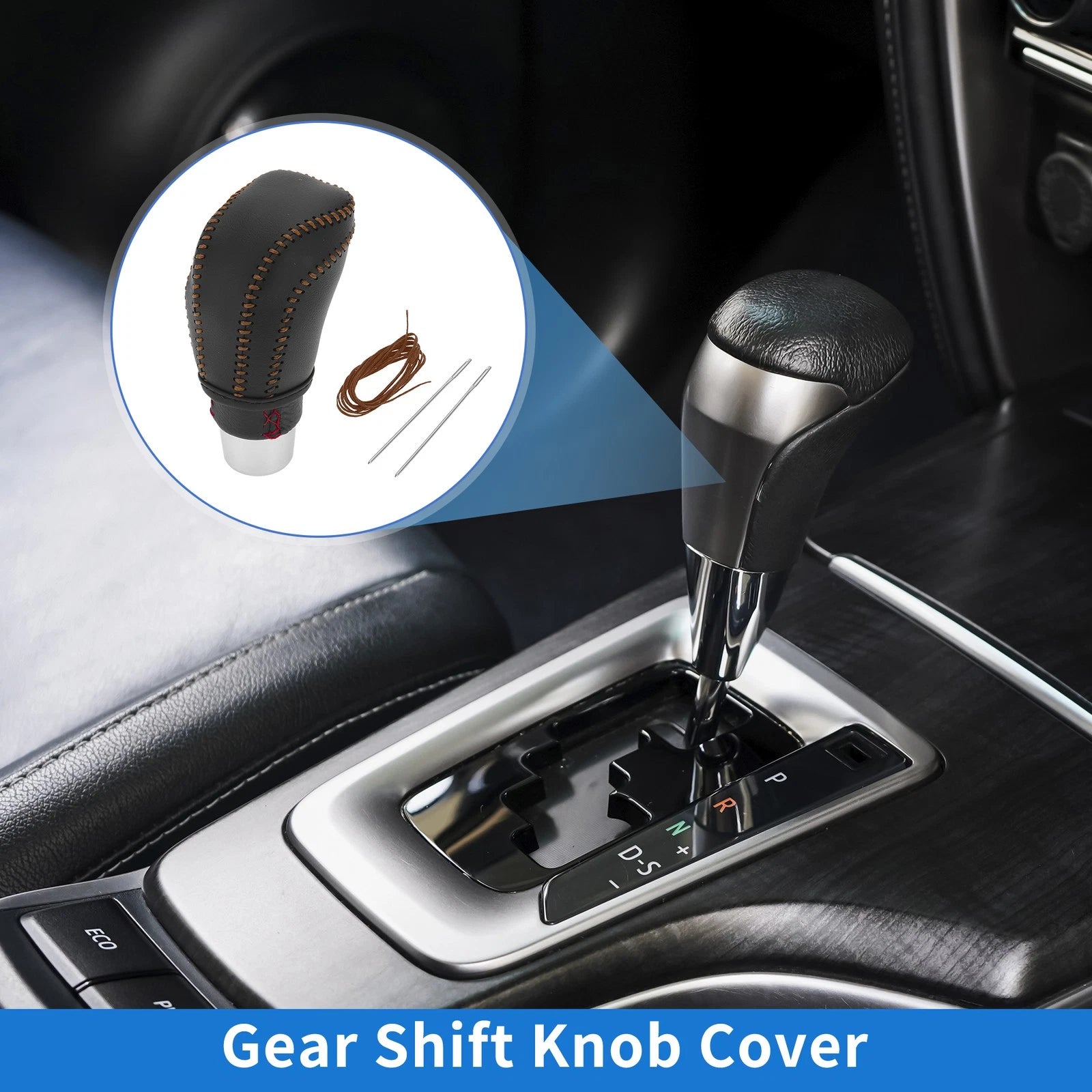 Gear Shift Knob Cover for Toyota Camry (2018–2023) Black Brown Faux Leather