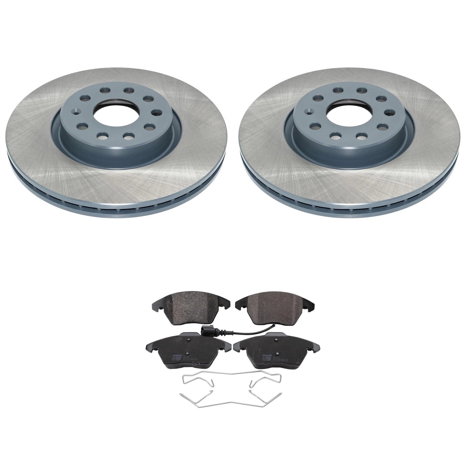 Front Rotors & TRW Pro Low-Metallic Brake Pads Kit for Audi A3 Quattro, GTI, Jetta (2006–2013)