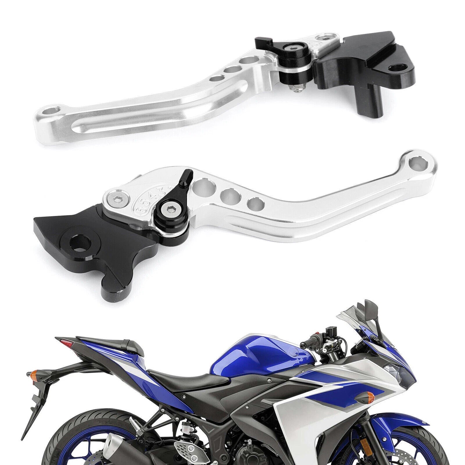 Set of 2 Brake Clutch Levers for Yamaha YZF-R15 (2008–2014) Silver T9