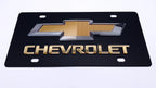 3D Premium Chevrolet Bowtie Gold Script Logo Black License Plate for Chevy (2000–2024)
