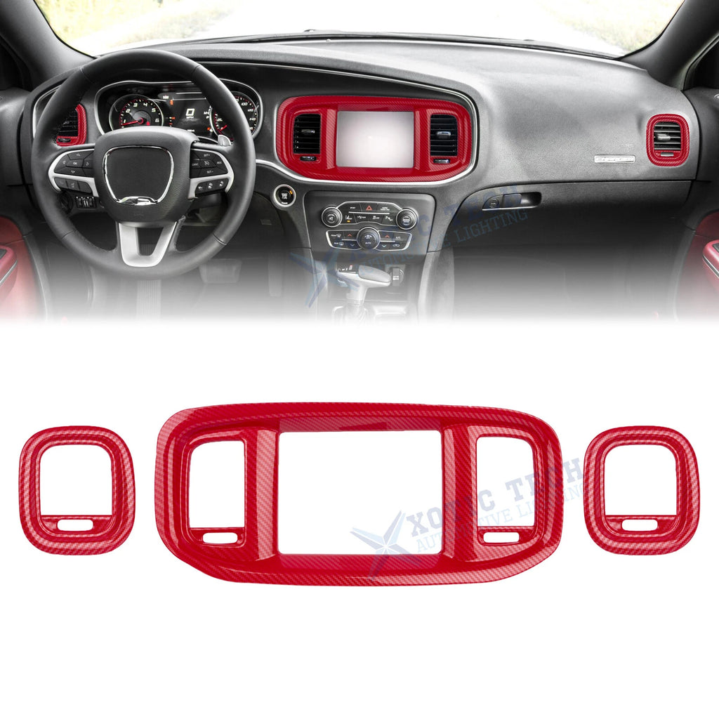 Red Carbon Style Dash Air Vent Outlet Cover for Dodge Charger (2015–2023)