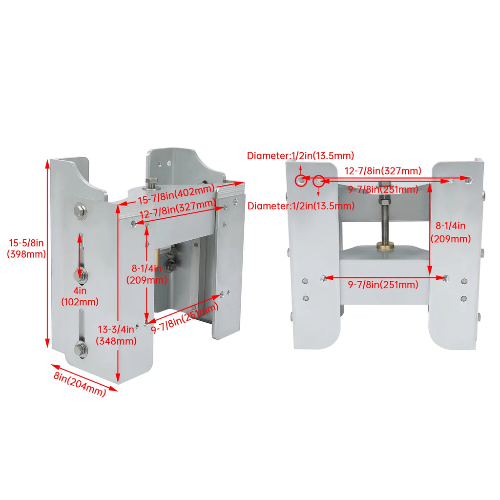 Set of 2 Aluminum 8'' Adjustable Outboard Jack Plates for #JPL4800