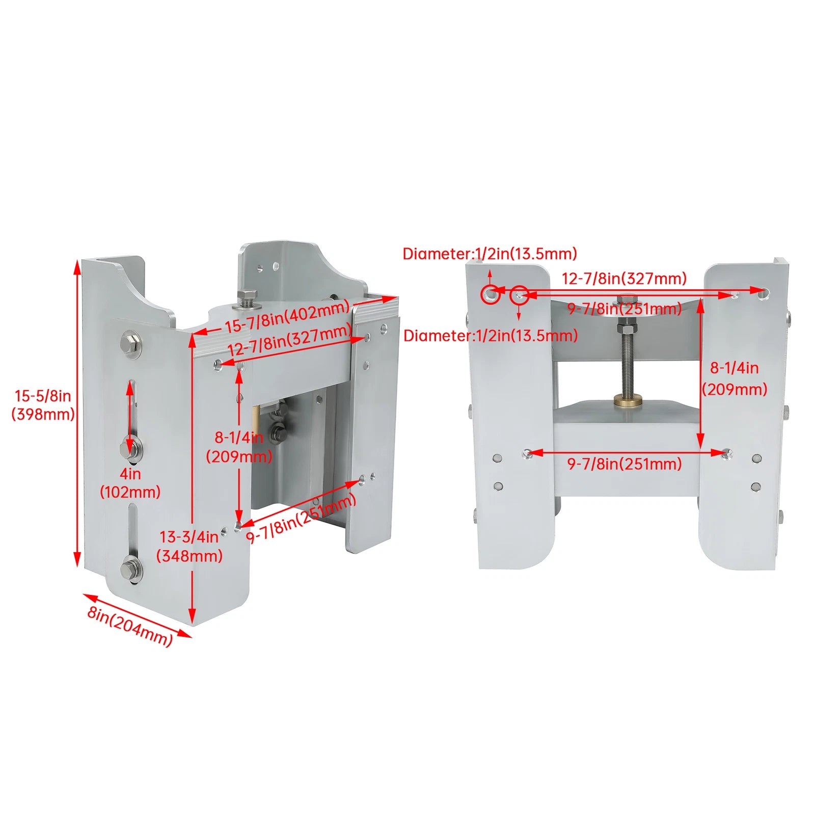 Set of 2 Aluminum 8'' Adjustable Outboard Jack Plates for #JPL4800