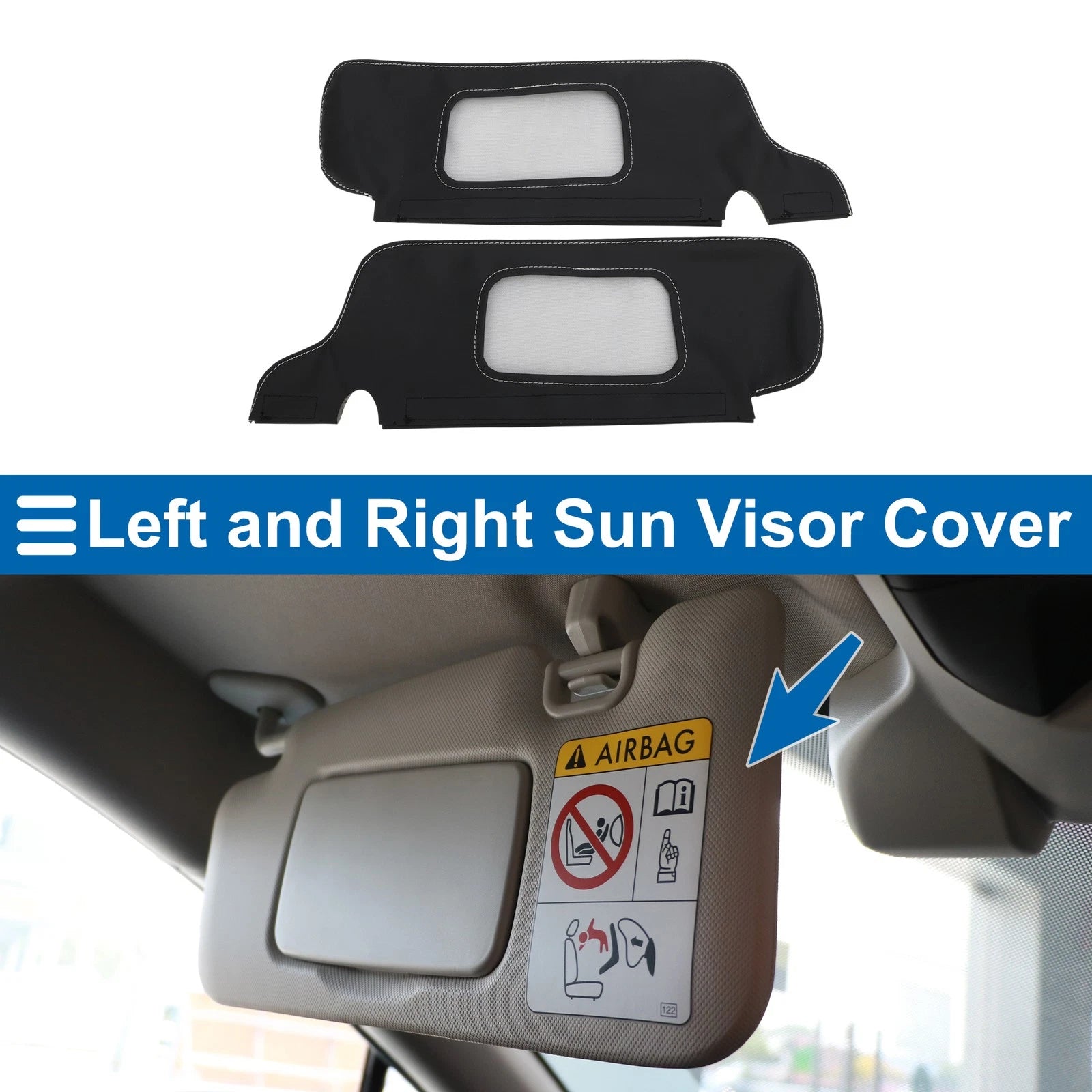 Sun Visor Cover Set for Ford Mustang (1994–2004) Left & Right Side Black Gray