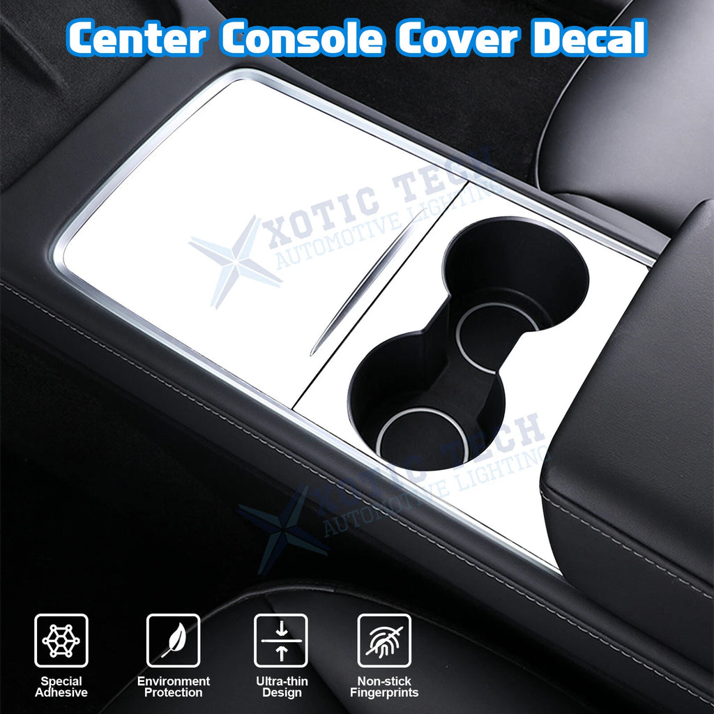 Matte White Center Console Wrap Cover Sticker Decoration for Tesla Model 3/Y (2021-2025)