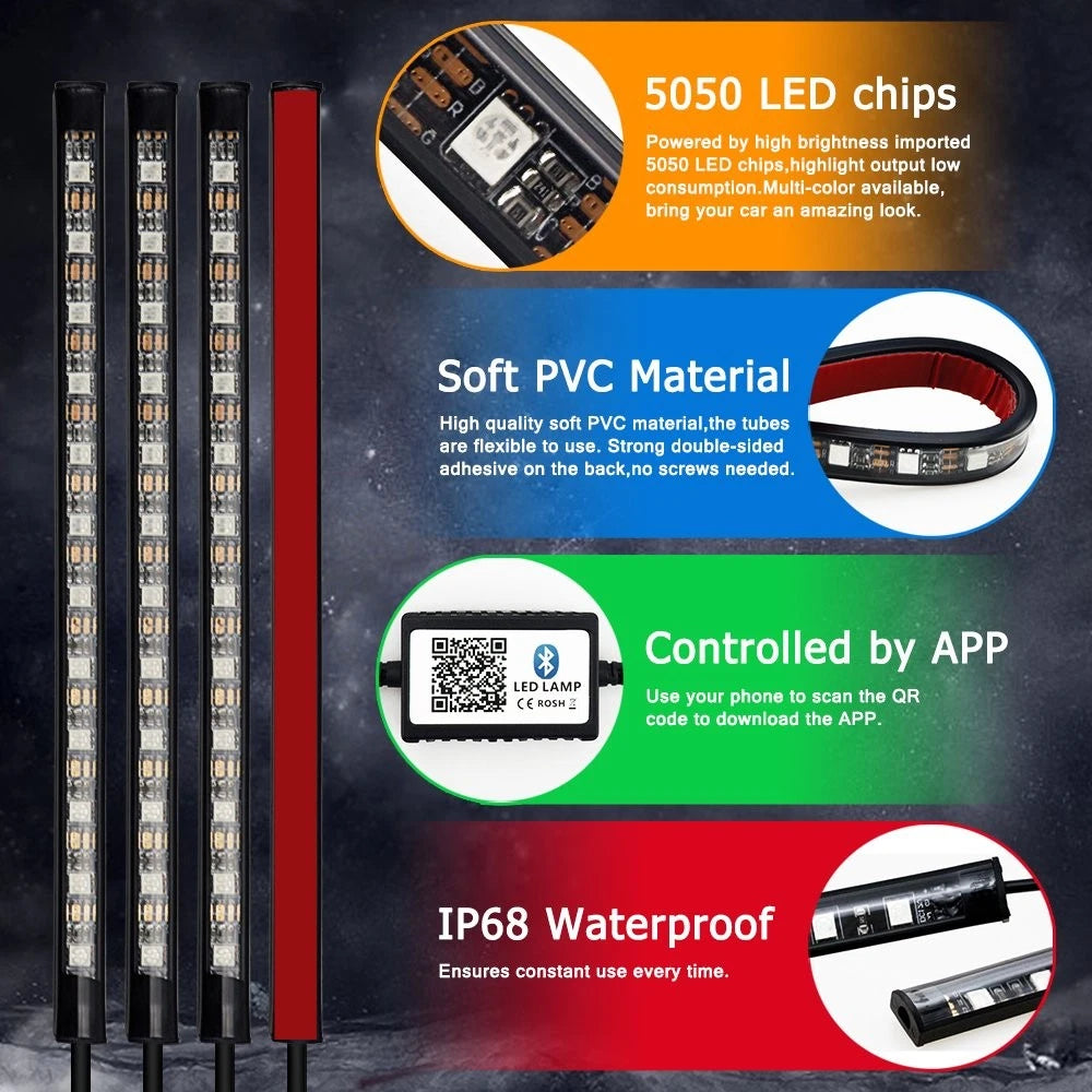 RGB LED Interior Floor Strip Lights for Universal Fit (2010–2023)