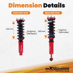 Coilover Struts for Honda Accord (1998–2002) Acura TL (1999–2003) CL (2001–2003)