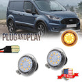 2X Clear Amber LED Side Marker Lights for Ford Transit Connect (2010–2021)