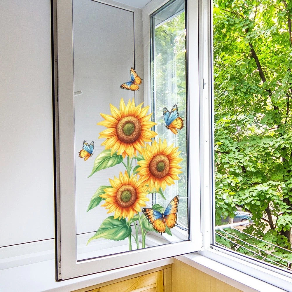 Sunflower Butterfly PVC Wall Decal for Home Interior Decoration