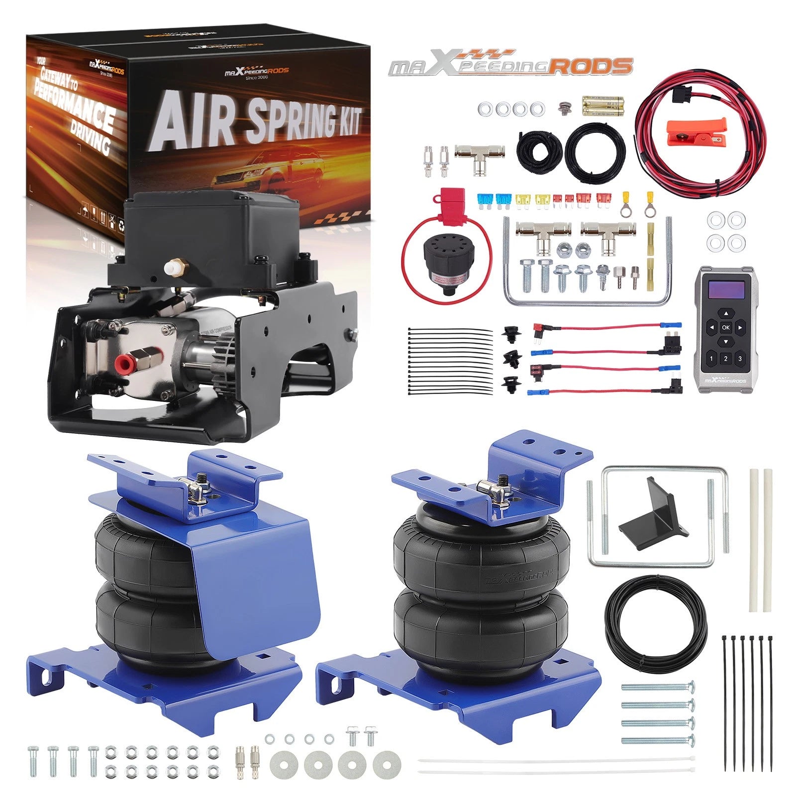 Wireless Air Compressor Kit + Air Spring Kit for GMC Sierra 2500HD 3500HD (2001–2010)