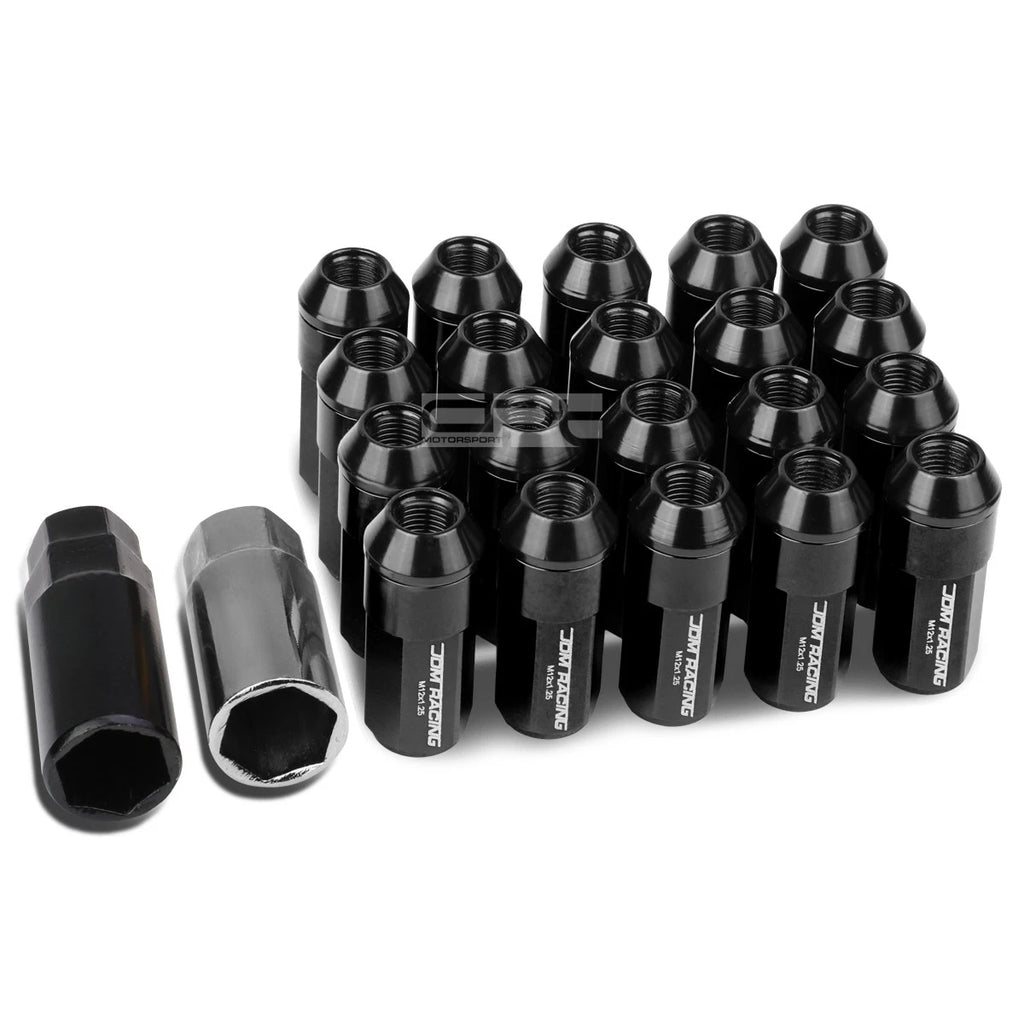 20 PCS M12X1.25 Black Aluminum Lug Nuts with Caps for JDM Vehicles