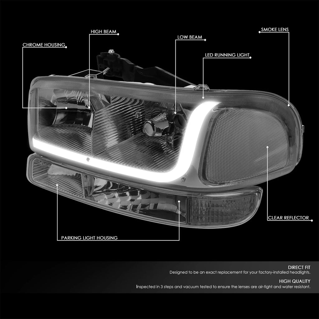 LED DRL Bar Headlight Bumper Lamp for GMC Sierra (1999–2007)