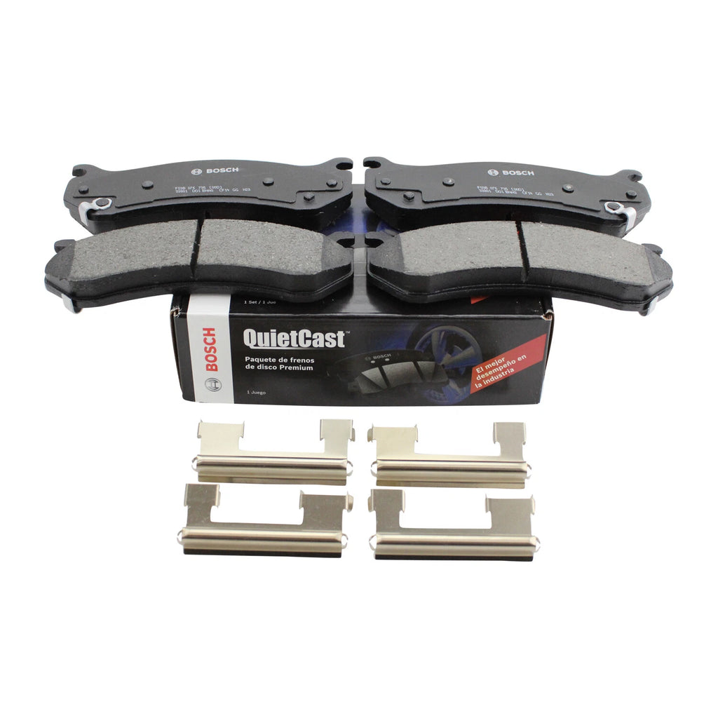 Set of 4 Bosch QuietCast Ceramic Slotted Brake Pads for Cadillac Chevrolet GMC Hummer