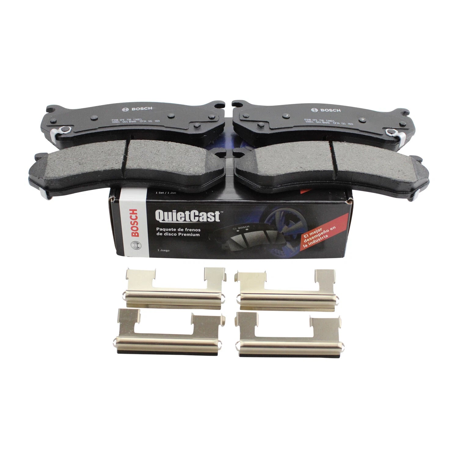 Set of 4 Bosch QuietCast Ceramic Slotted Brake Pads for Cadillac Chevrolet GMC Hummer