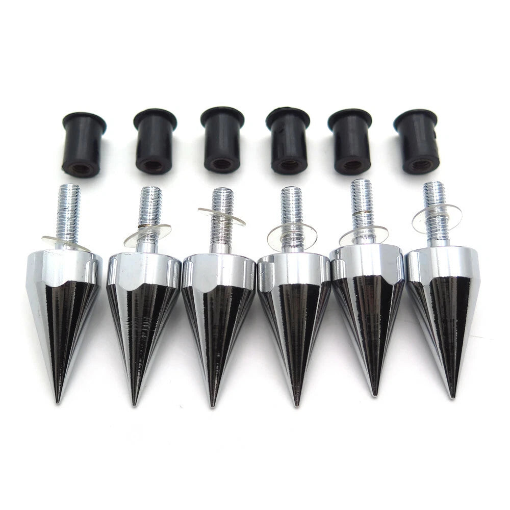 Spike Bolts for Motorcycle Windscreen Fairings License Plate Chrome