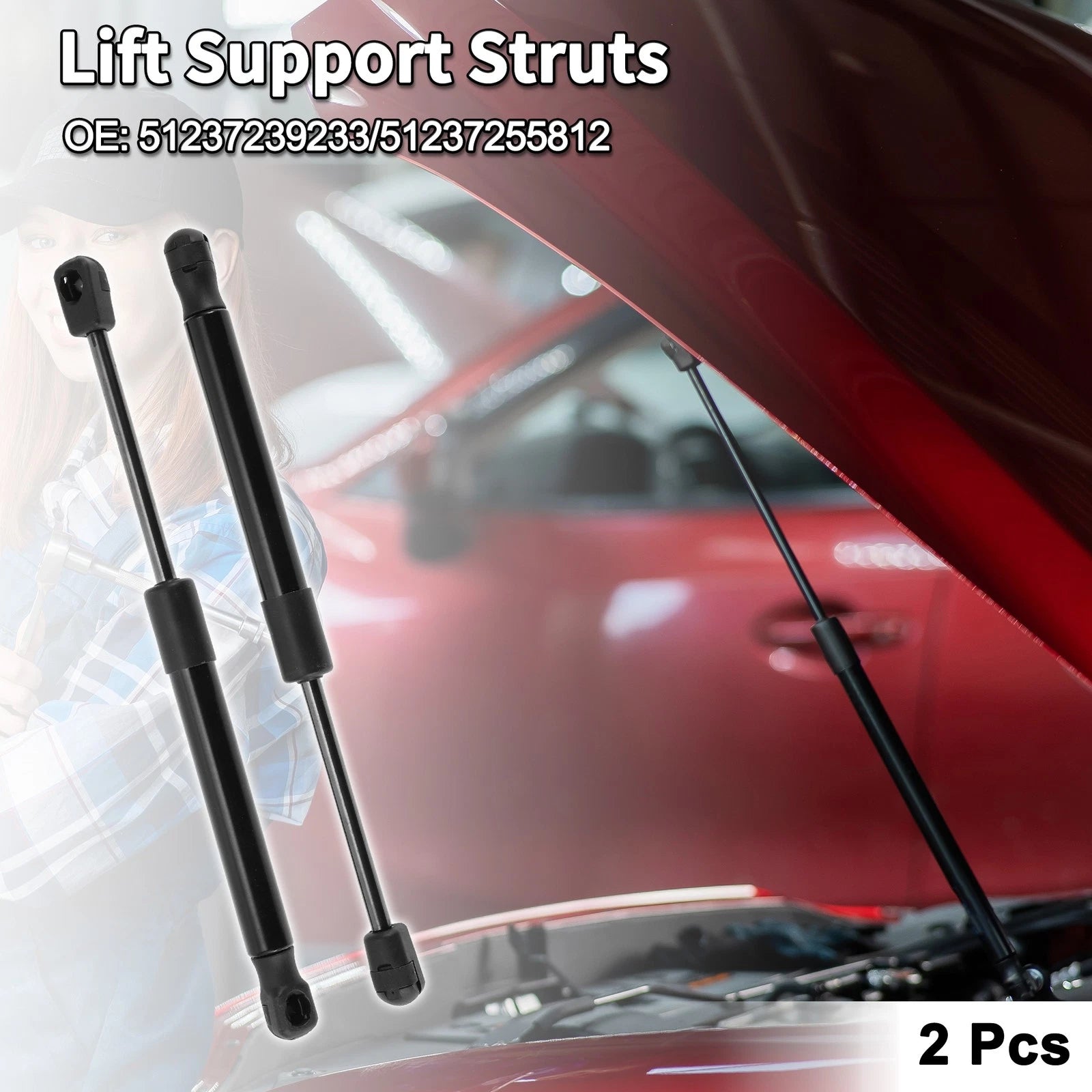 Set of 2 Front Hood Lift Supports Struts No. 51237239233 for BMW 1/2/3/4 Series (2011–2020)