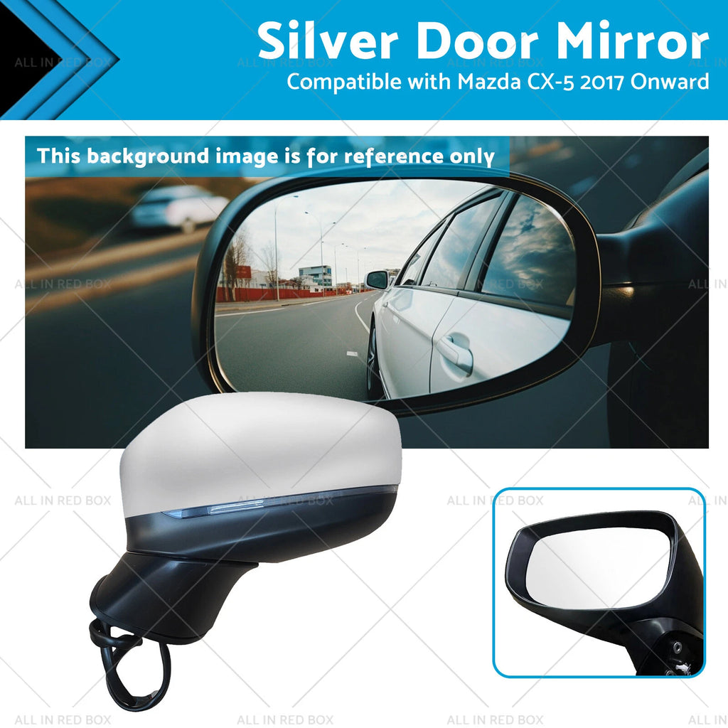 Silver Door Mirror for Mazda CX-5 (2017–Present) With BlindSpot 9 Wires