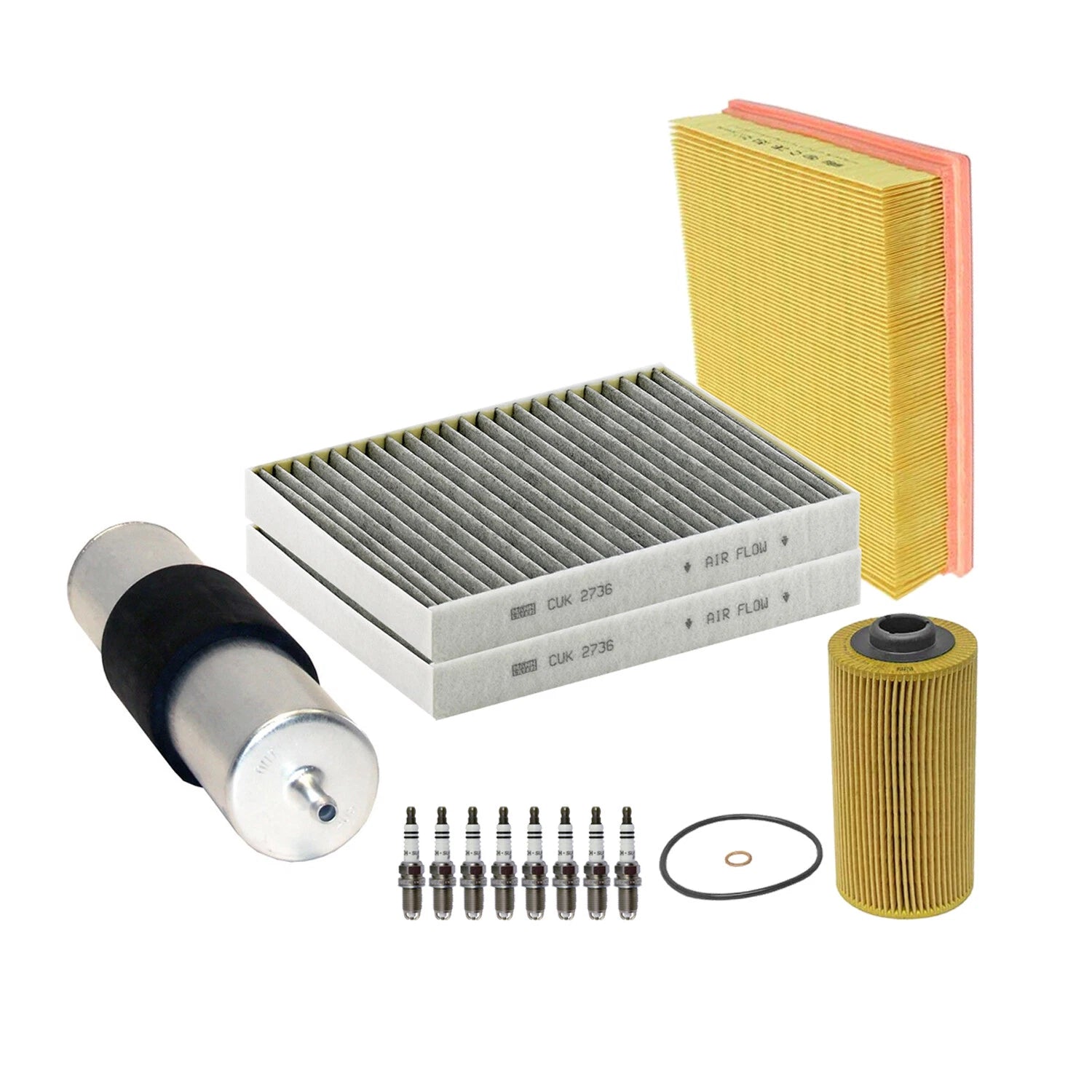 Set of 8 Spark Plugs & Filters Kit for BMW E39 540i V8 (1997–2003)