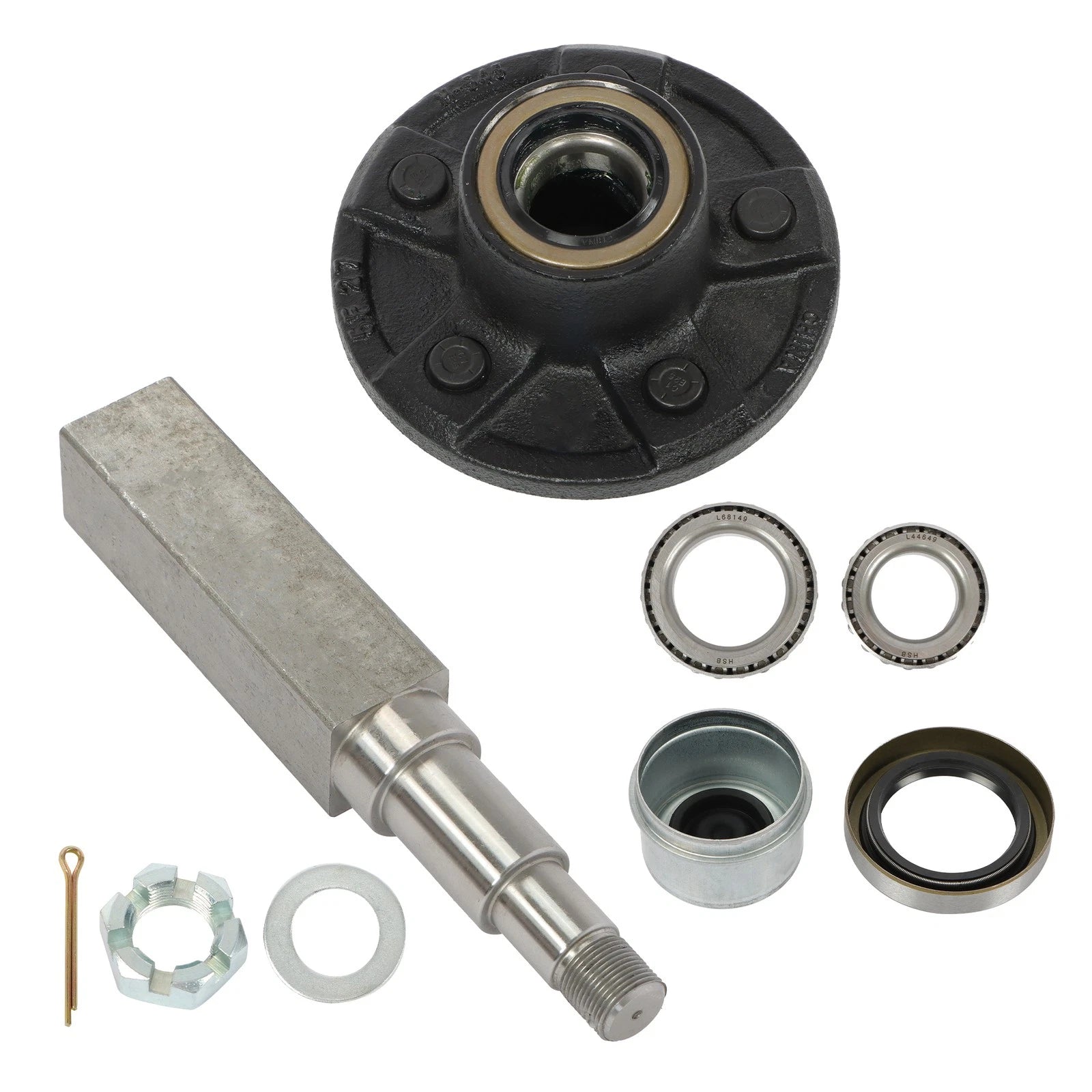 Set of 7 Trailer Hub Kit for 5 on 4.5" with 11" Square #84 Spindle
