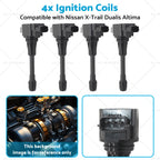 Set of 4 Ignition Coils for Nissan X-Trail Dualis Altima Navara (2000–2023) 22448ED000