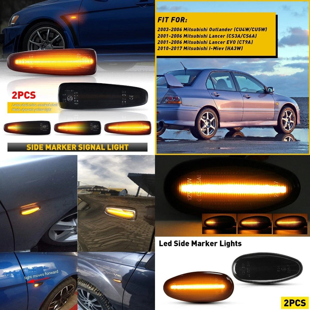 Smoked LED Side Lights Signal Lamp for Mitsubishi Lancer Evolution (2008–2015)