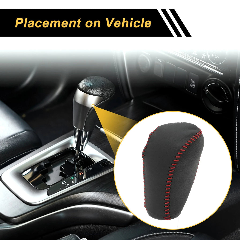 1 Pc Gear Shift Knob Cover for Honda Civic (2016–2021) Black Red Faux Leather