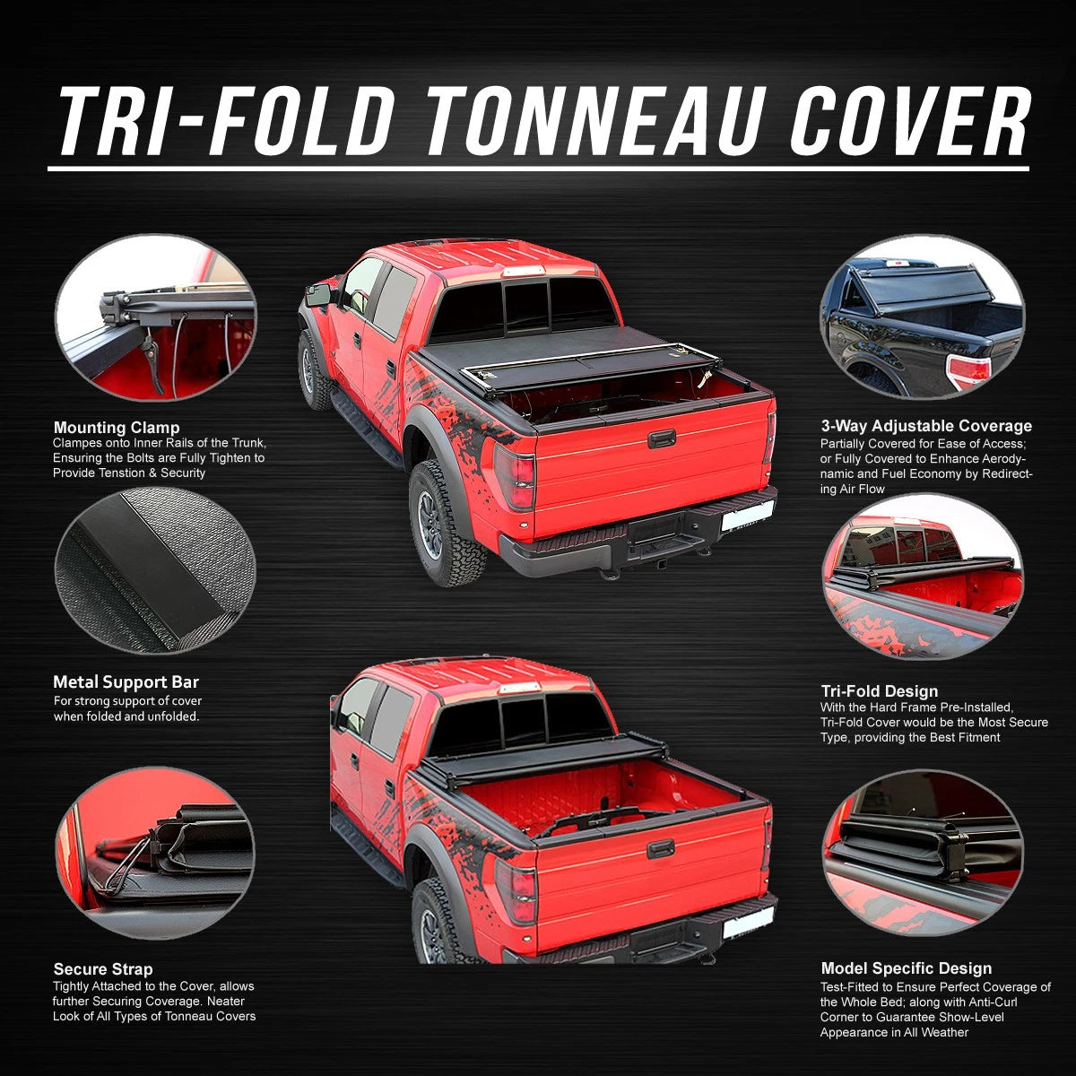 Soft Tri-Fold Tonneau Cover for Ford Ranger Flareside (1993–2004)