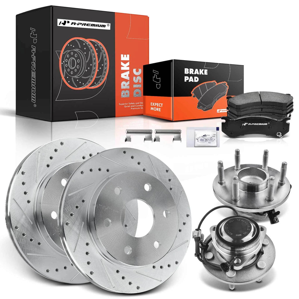 Set of 8 Front Drilled Rotors & Brake Pads for Chevy Silverado GMC