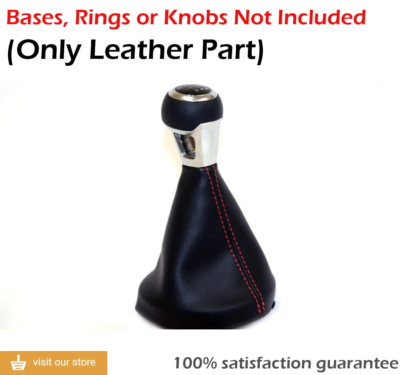 Manual Shift Boot Cover for Audi TT (2008–2016) Red Stitch PVC Leather