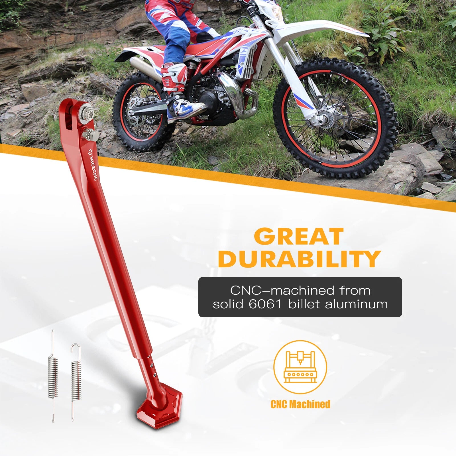 NICECNC Kickstand Side Stand for Beta RR 250 300 350 390 430 480 (2013–2025) Red
