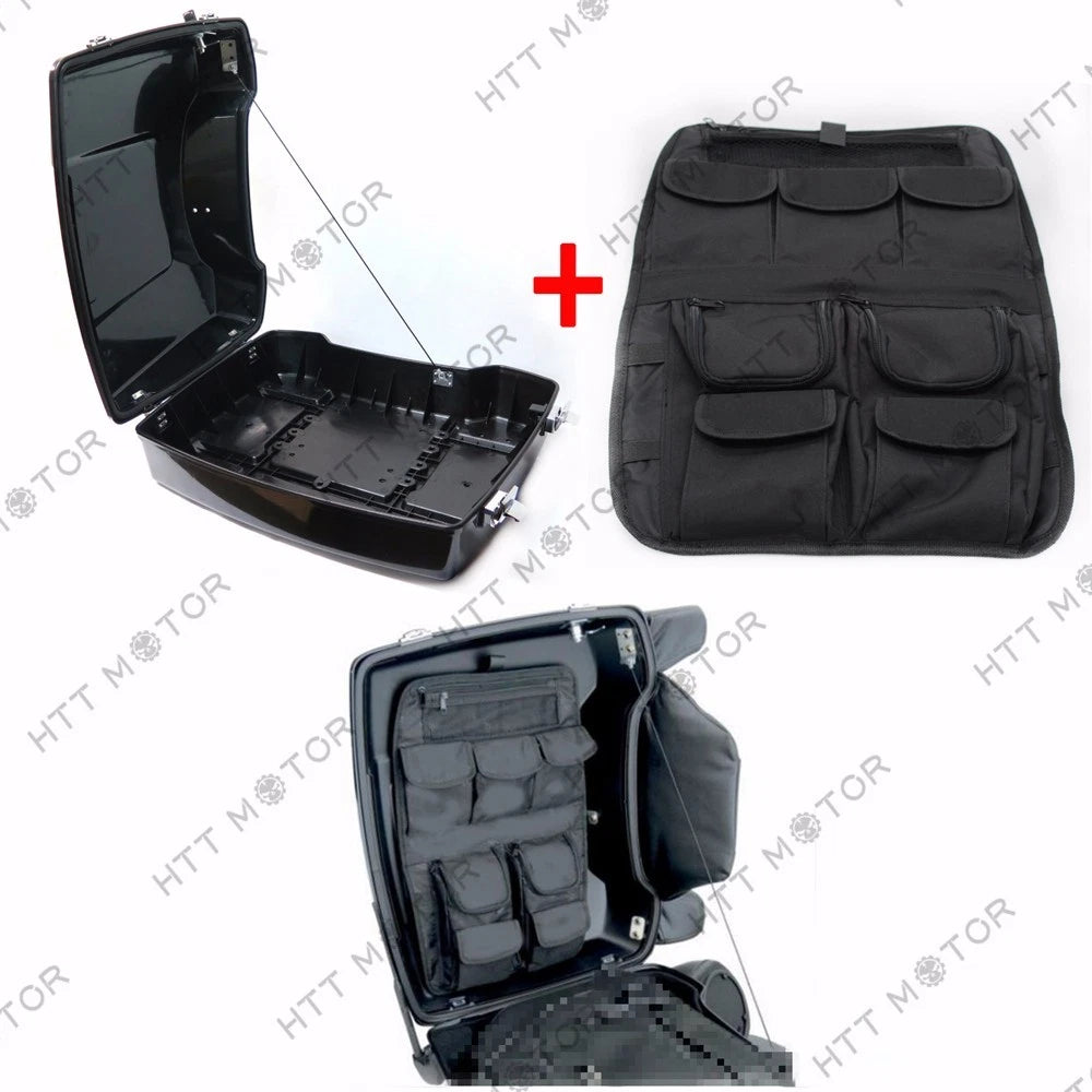 Unpainted Tour Pak Trunk w/ Lock & Lid Organizer for Harley Touring (1997–2008)