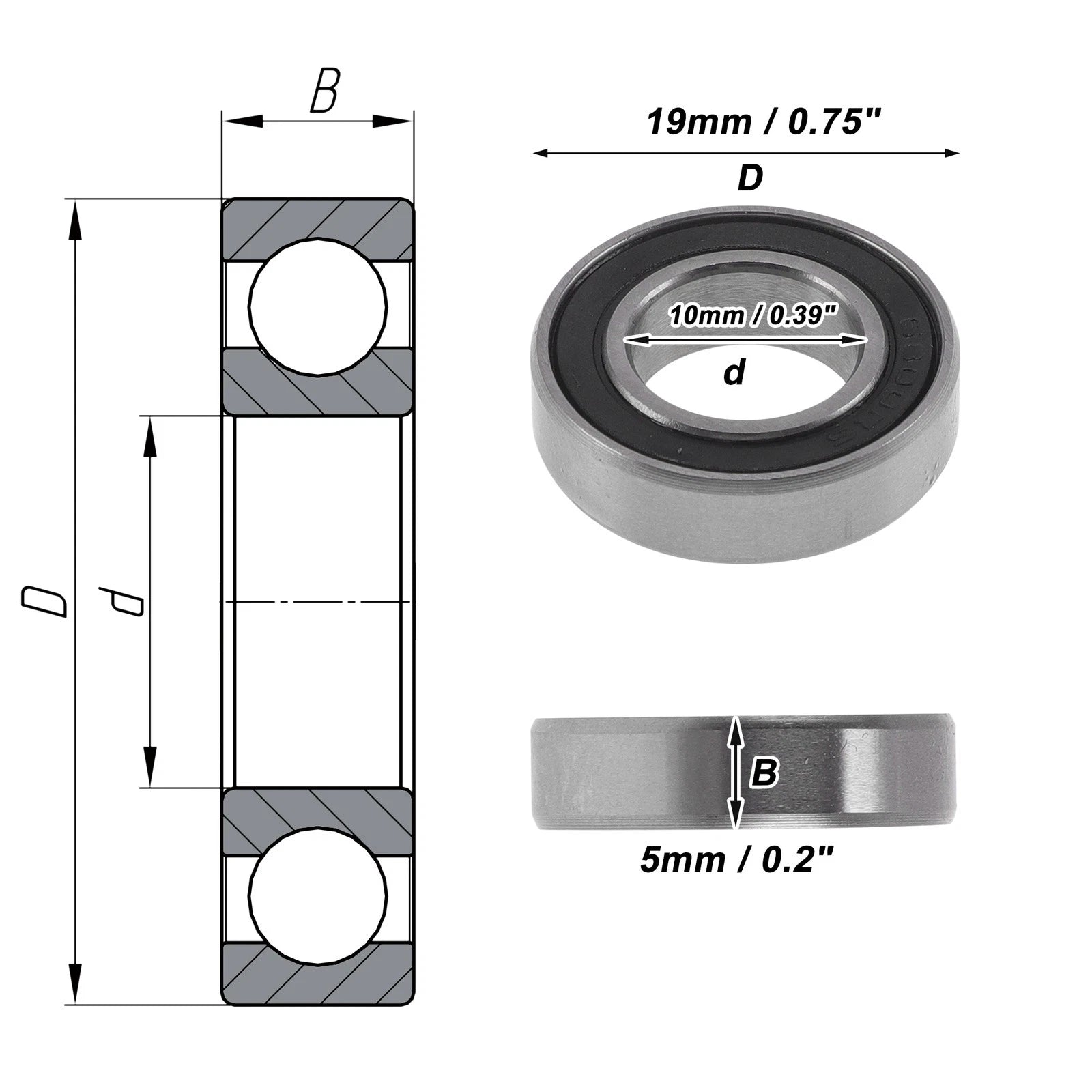 Deep Groove Ball Bearings 10x19x5mm for Various Applications (6800VV)