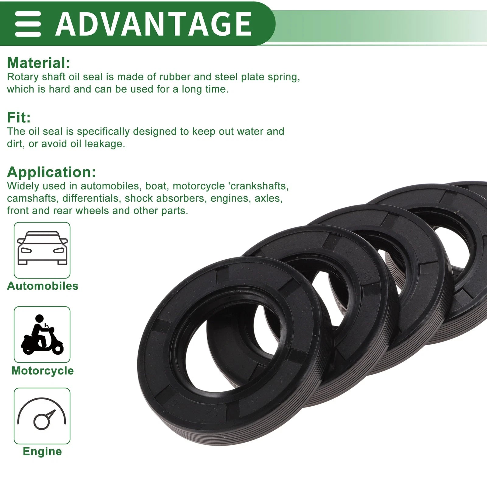 Set of 5 Oil Seals NBR Rubber 35x62x10mm for High Pressure
