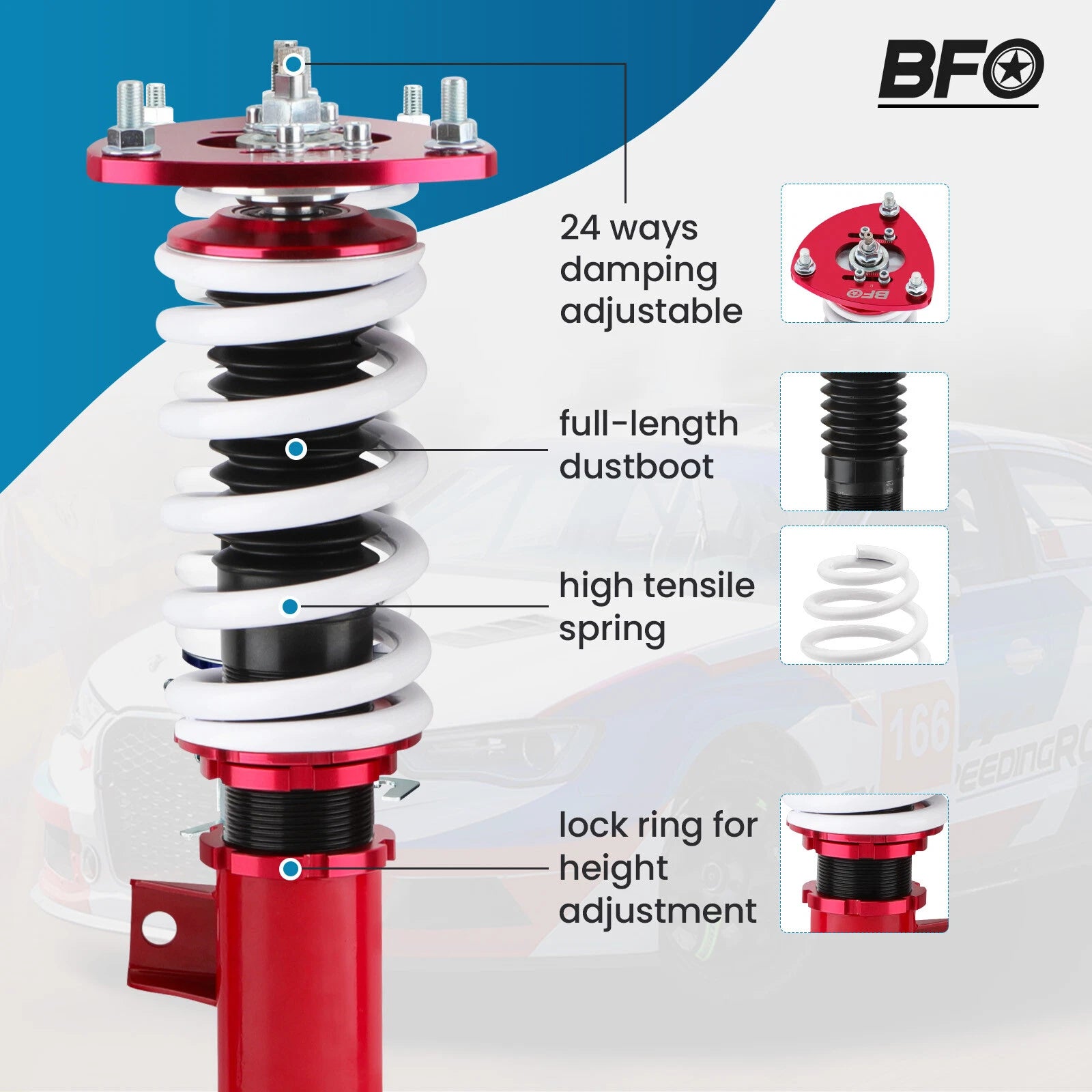 24 Way Adjustable Coilovers Suspension Kit for Honda Accord (2013-2017)