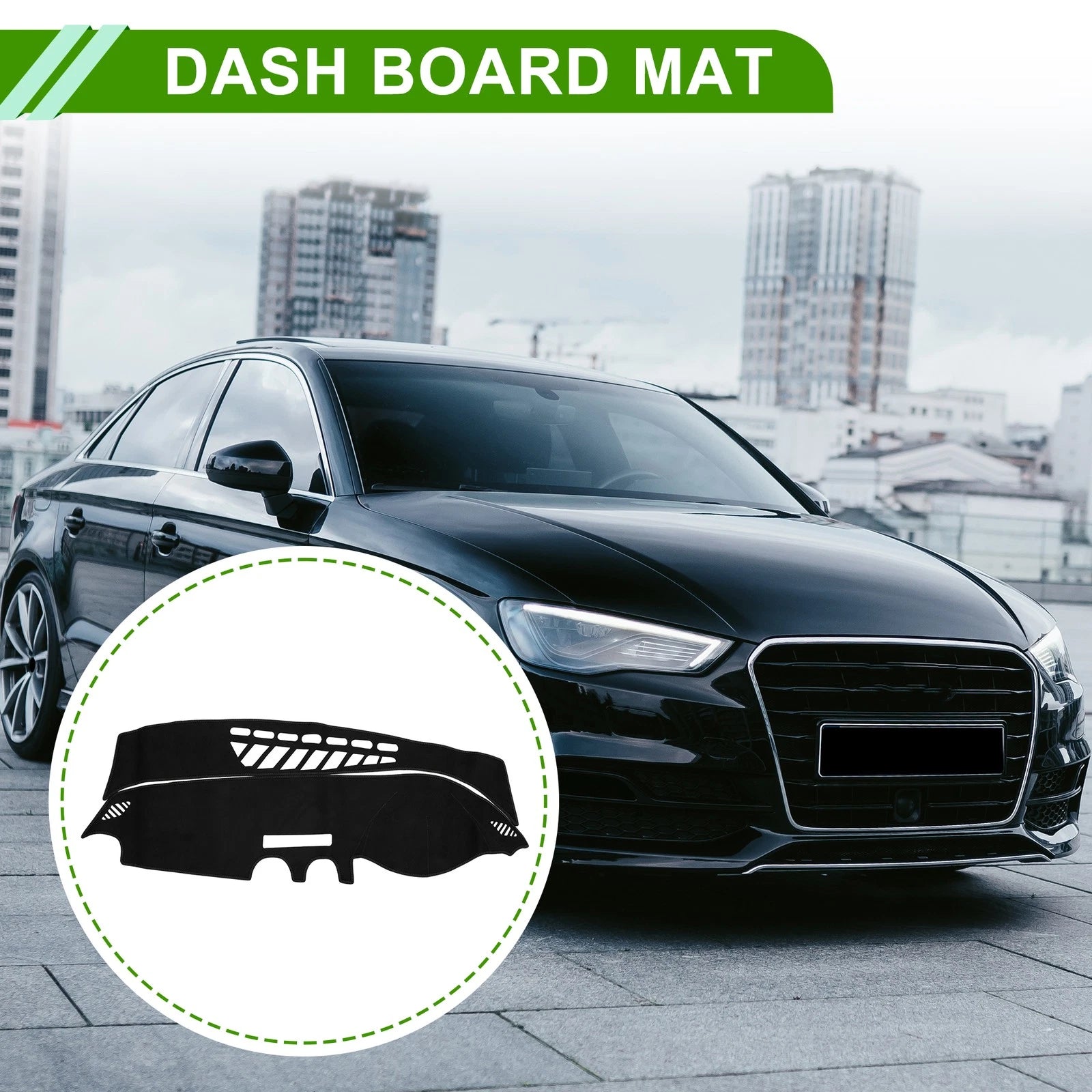 Dashboard Cover Mat for Audi A3 (2014–2020) Sun Protector Black