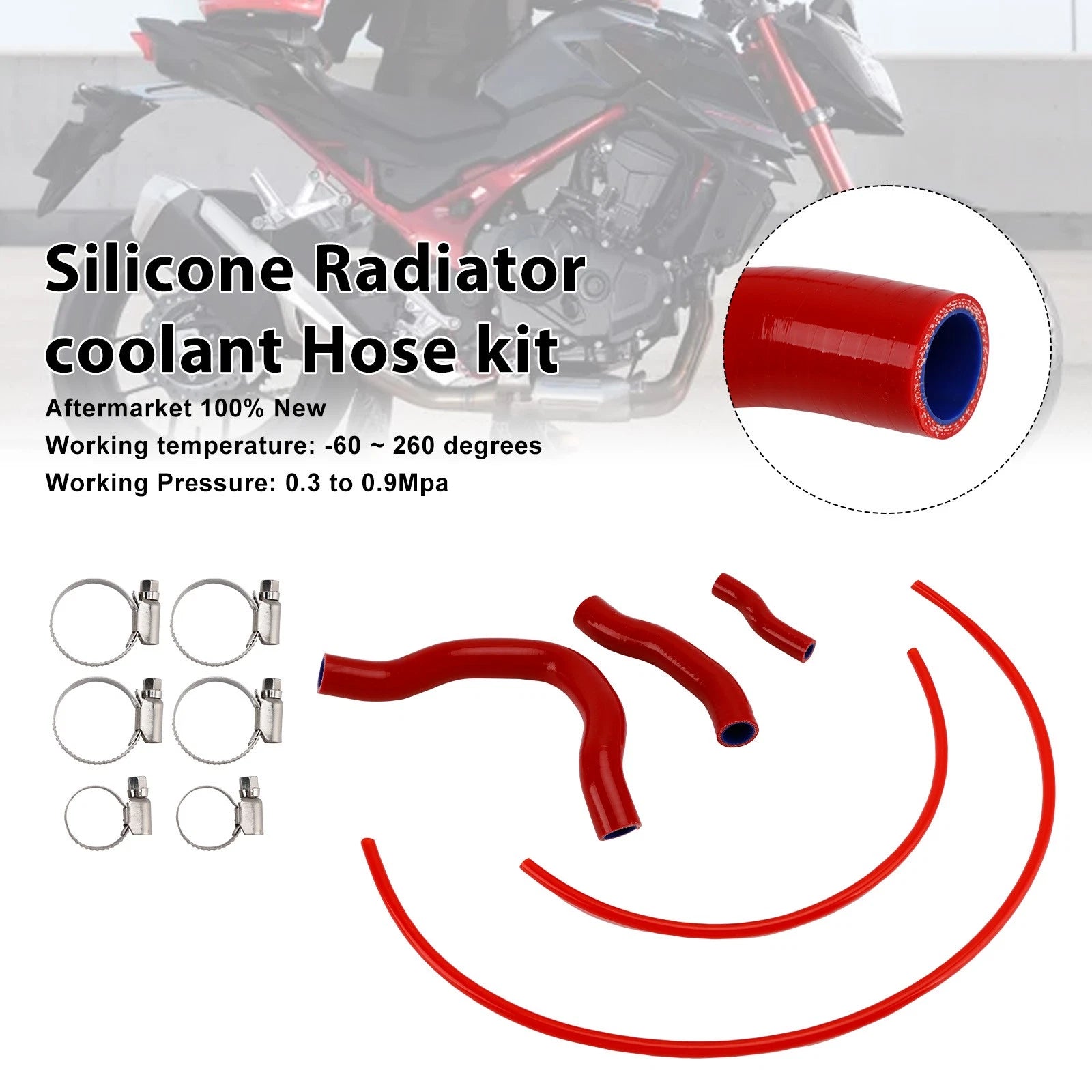 Silicone Radiator Coolant Hose for Honda CB750 Hornet XL750 Transalp (2023–2025) Red