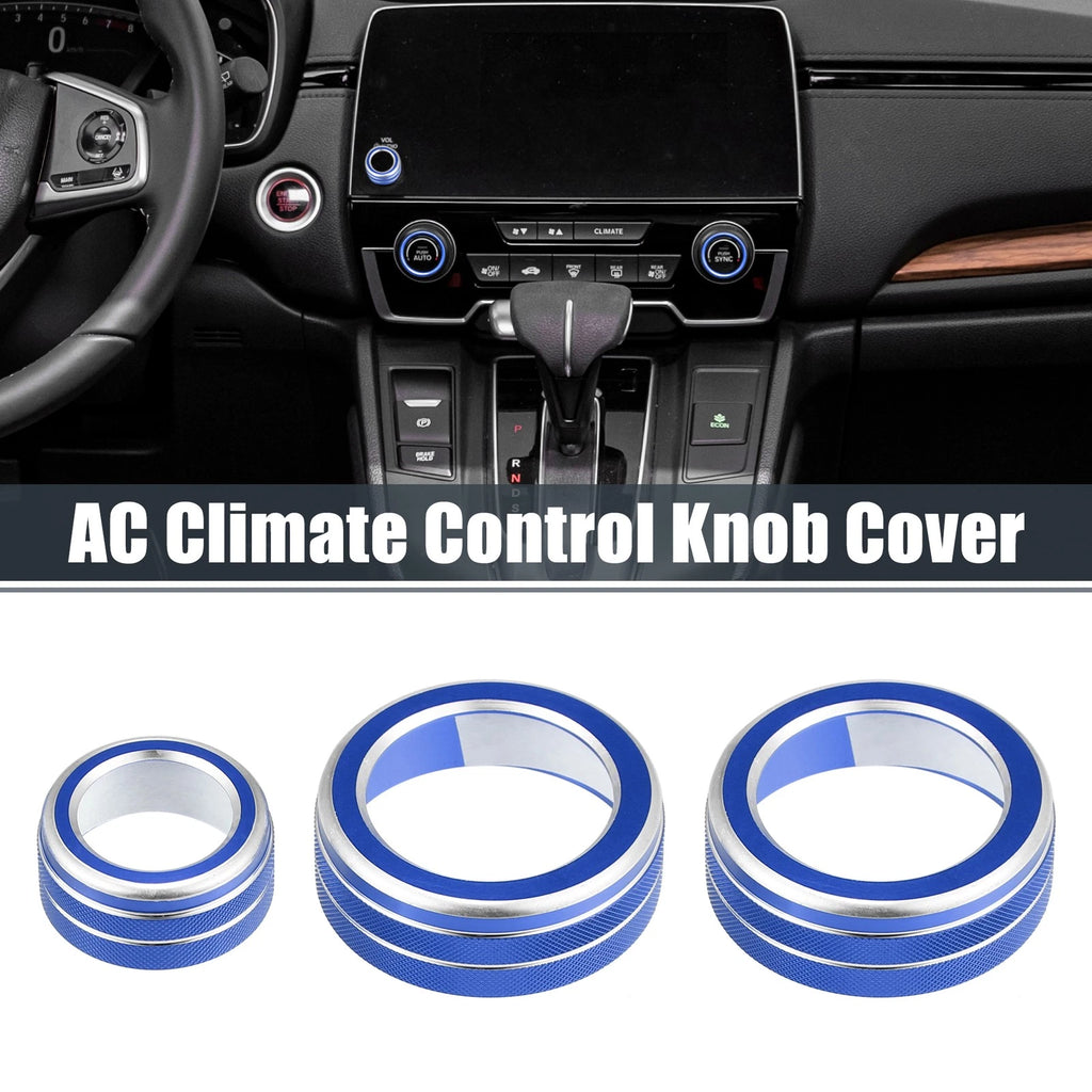 3pcs AC Knob Ring Cover for Honda CR-V (2017–2021) Blue