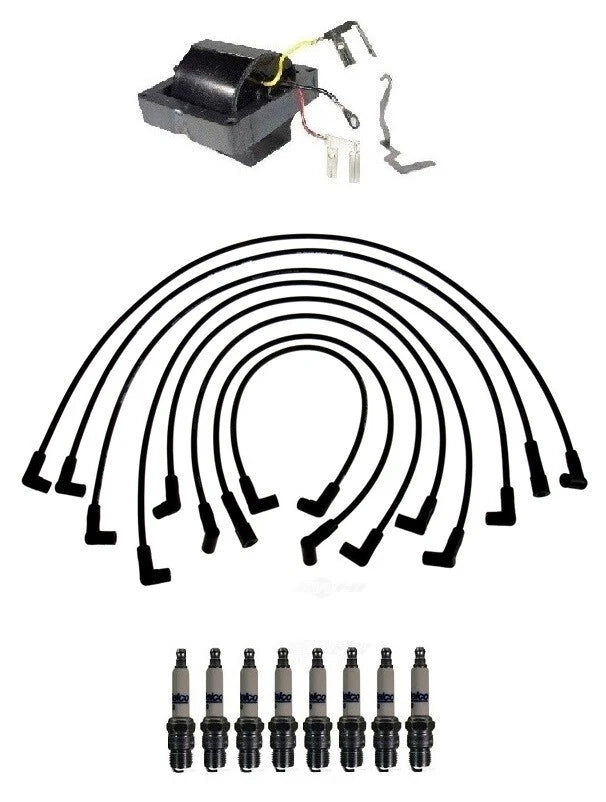 Ignition Wires & Spark Plugs Kit for Chevy C20 K20 GMC K2500 (1 Coil, 8 Plugs)