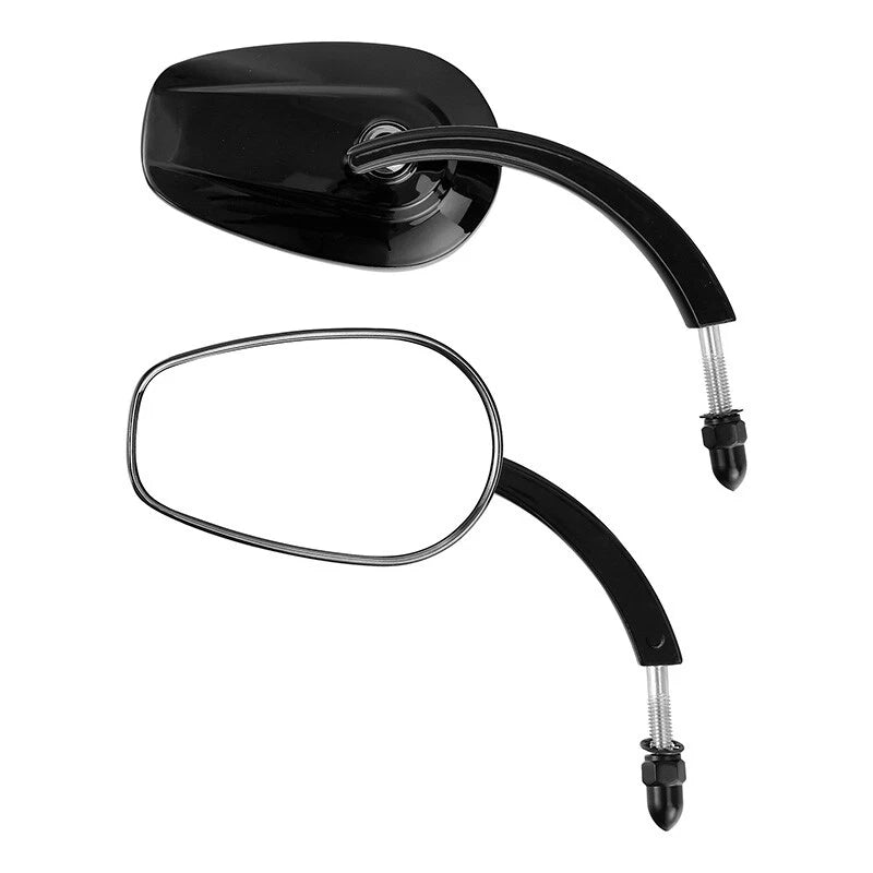Large Rear View Mirrors for Harley Sportster XL883 XL1200 (Black/Satin Chrome)