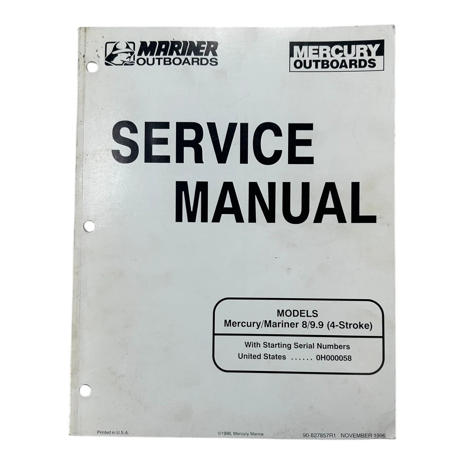 Service Manual for Mercury 90-827857R1, Mariner 8/9.9 (4 Stroke) (1990–1999)