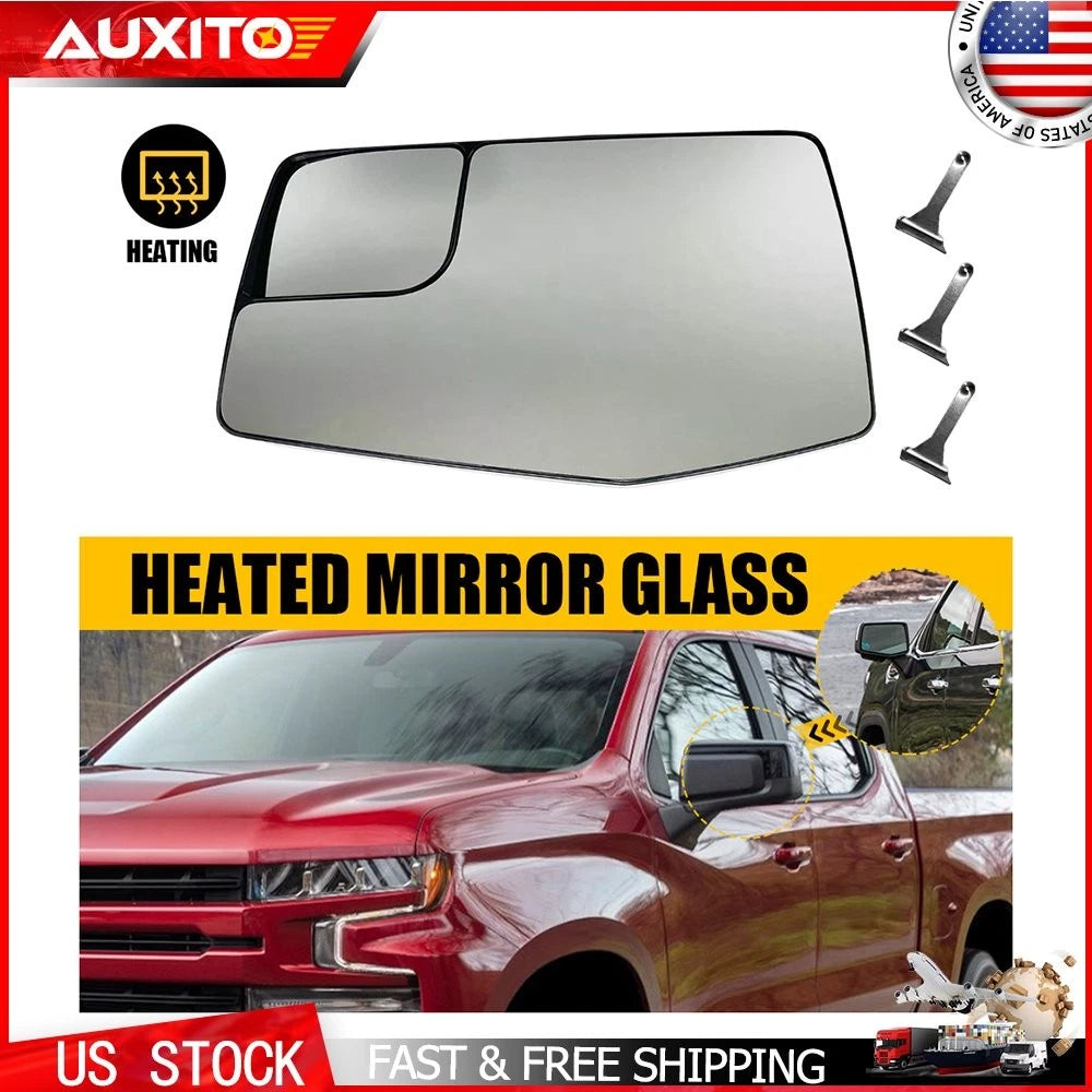 Driver Side Mirror Glass for Chevy Silverado GMC Sierra (2019–2023) - Heated